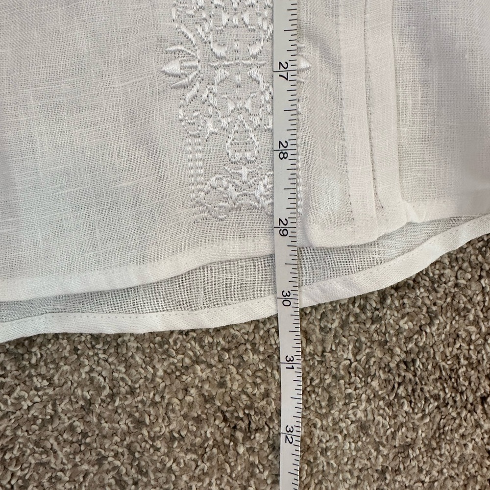 Bohio Men’s White Linen Fancy Guayabera Style Short Slv Shirt Embroidered Large - Picture 10 of 10